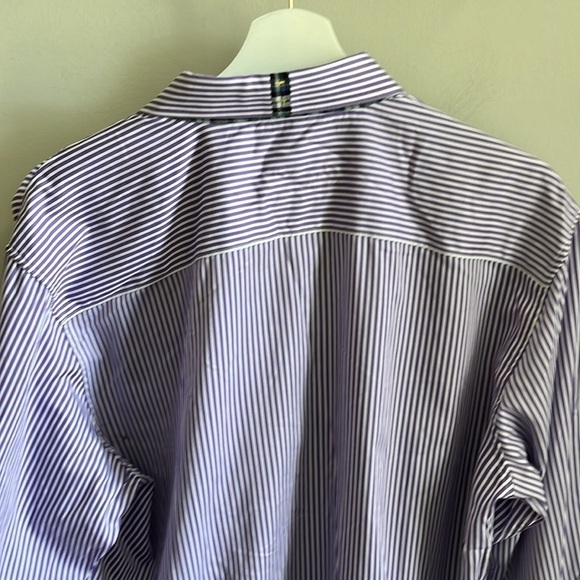 Robert Graham X Casual Button Down Shirt Striped Flip Cuff Size Large Purple - Picture 6 of 9